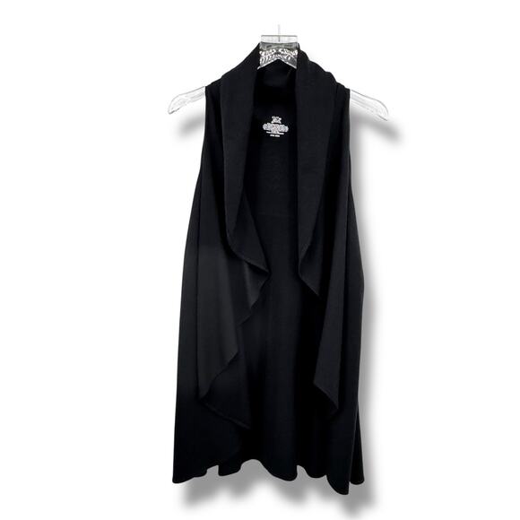 Cut The Frills vest cardigan women's OS open front waterfall wool blend black - Picture 1 of 5